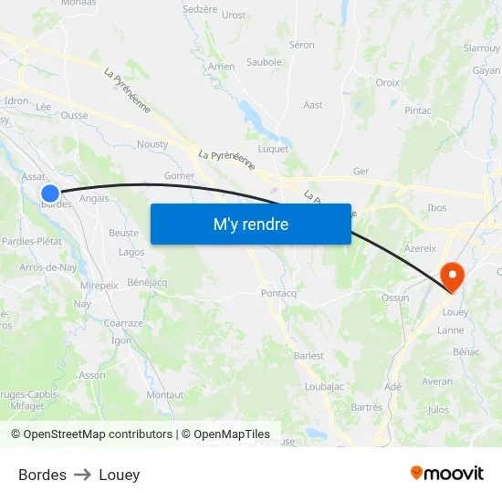 Bordes to Louey map