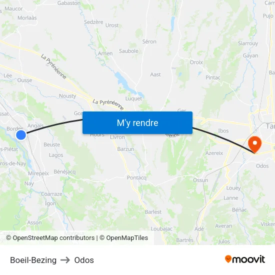 Boeil-Bezing to Odos map