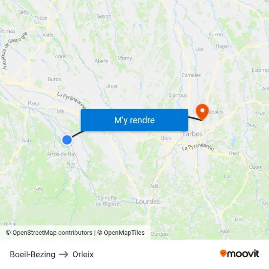 Boeil-Bezing to Orleix map