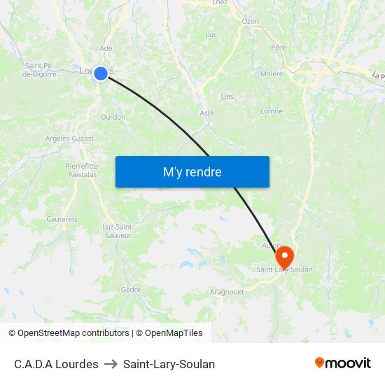 C.A.D.A Lourdes to Saint-Lary-Soulan map