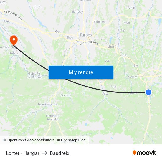 Lortet - Hangar to Baudreix map