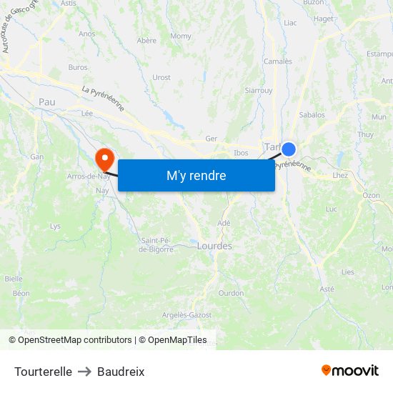 Tourterelle to Baudreix map