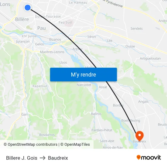 Billere J. Gois to Baudreix map