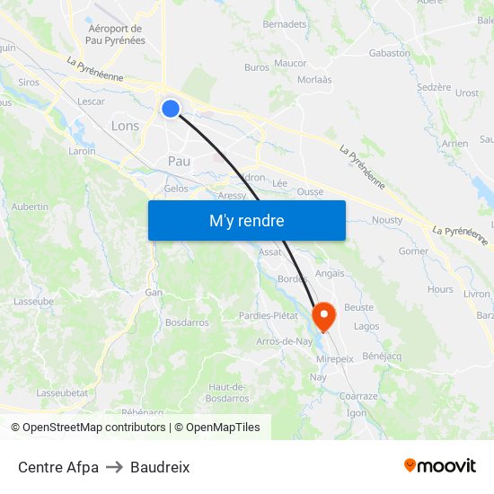 Centre Afpa to Baudreix map