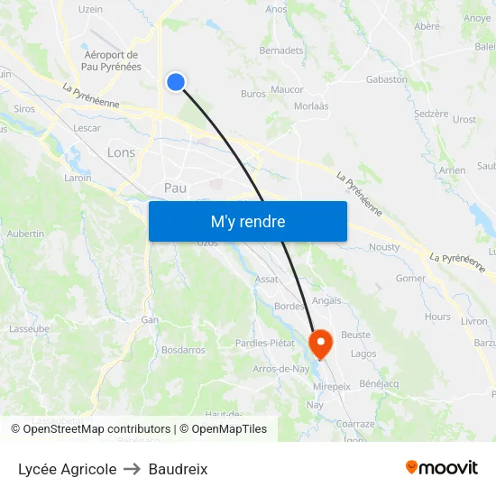 Lycée Agricole to Baudreix map