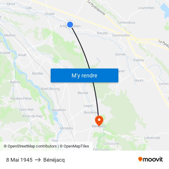 8 Mai 1945 to Bénéjacq map