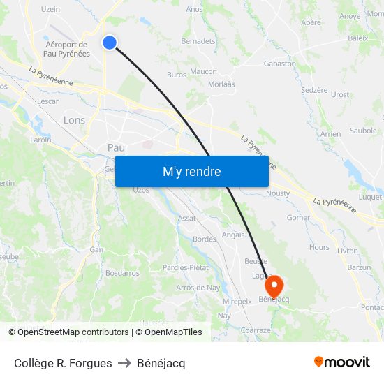 Collège R. Forgues to Bénéjacq map
