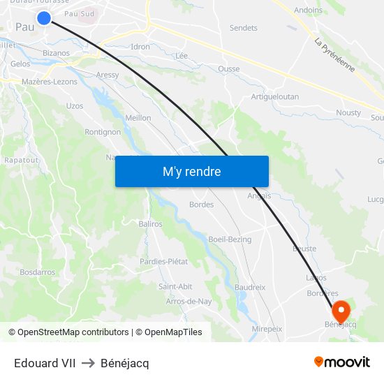 Edouard VII to Bénéjacq map
