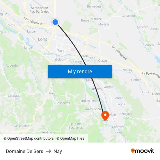 Domaine De Sers to Nay map