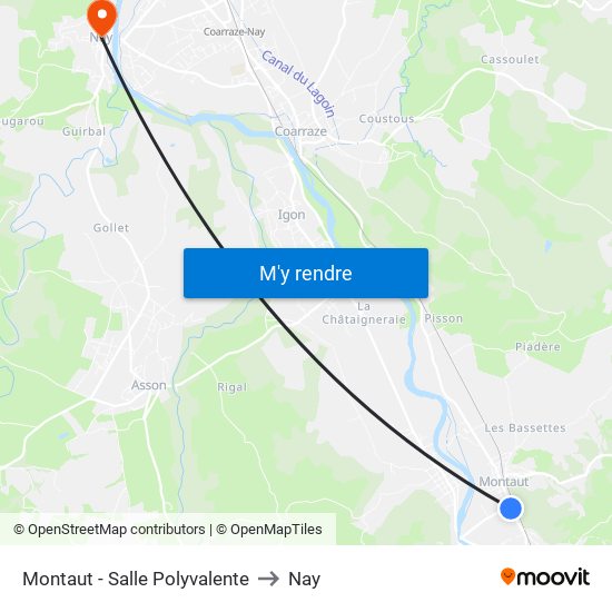 Montaut - Salle Polyvalente to Nay map