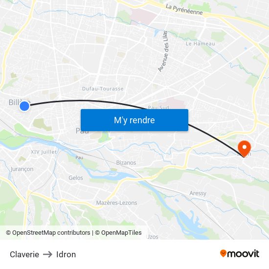 Claverie to Idron map