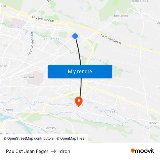 Pau Cst Jean Feger to Idron map