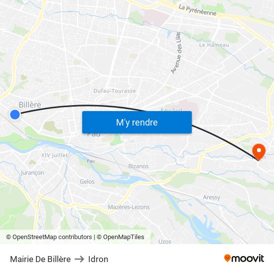 Mairie De Billère to Idron map