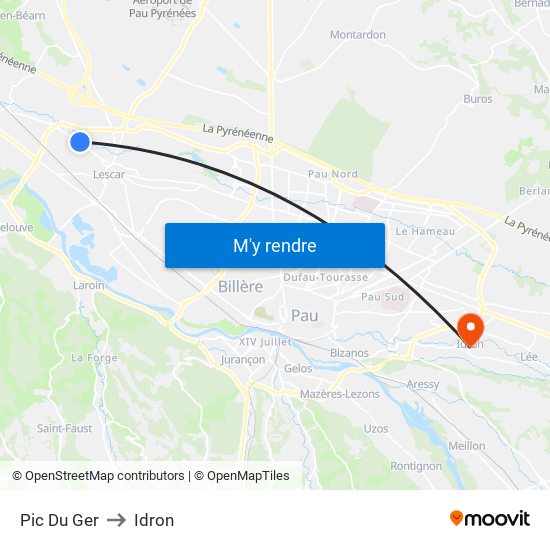Pic Du Ger to Idron map