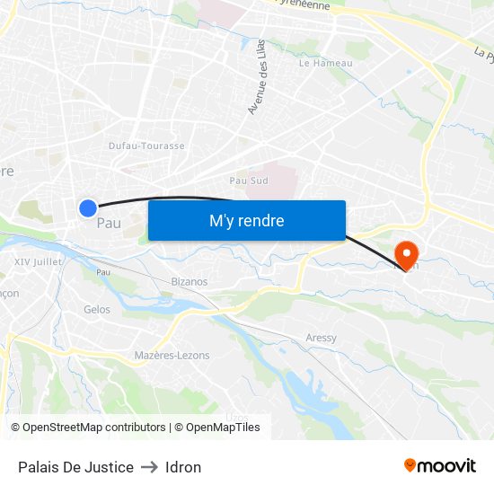 Palais De Justice to Idron map