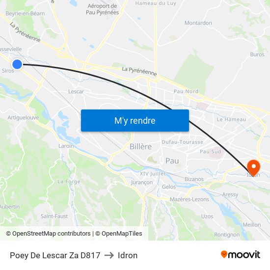 Poey De Lescar Za D817 to Idron map