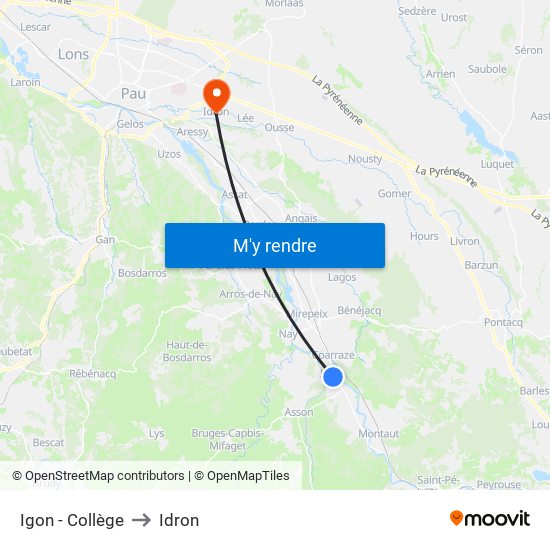 Igon - Collège to Idron map