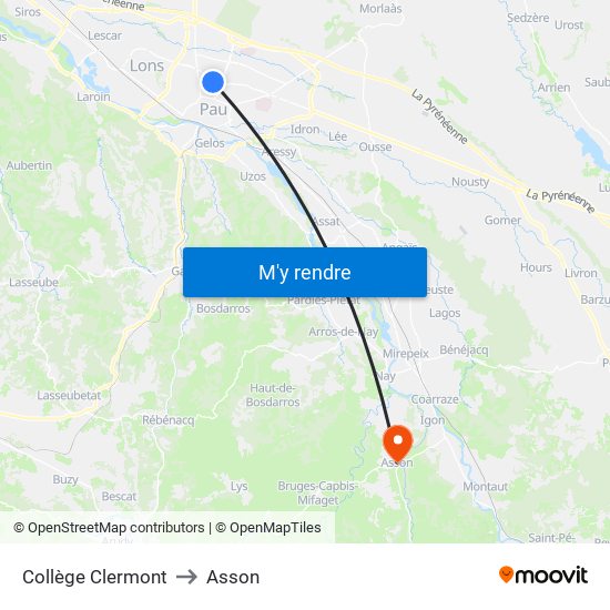 Collège Clermont to Asson map