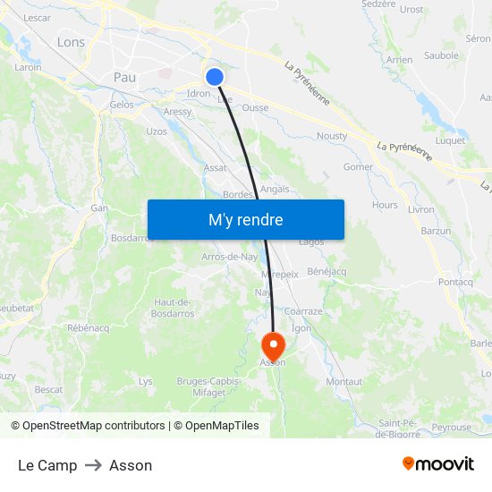 Le Camp to Asson map