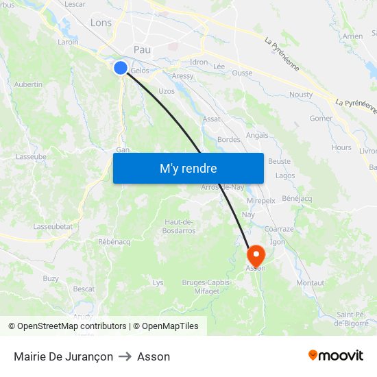 Mairie De Jurançon to Asson map