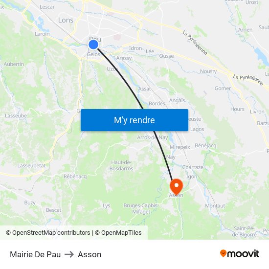 Mairie De Pau to Asson map