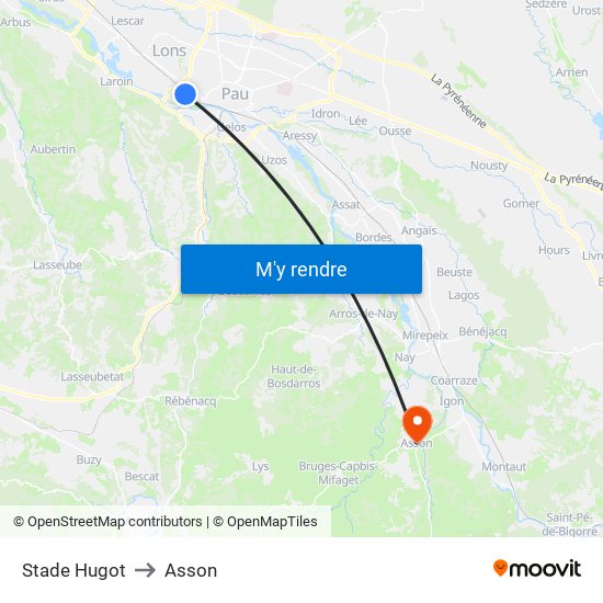 Stade Hugot to Asson map
