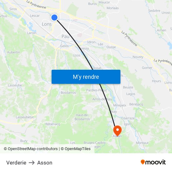 Verderie to Asson map