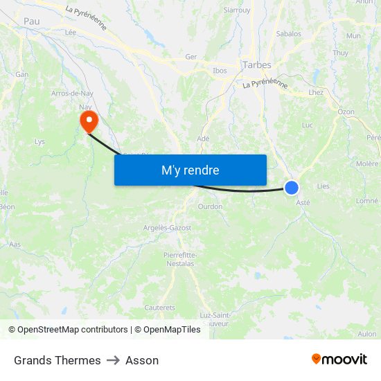 Grands Thermes to Asson map