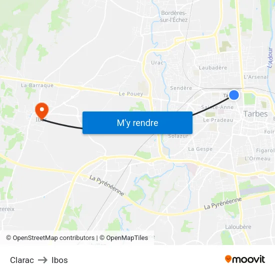 Clarac to Ibos map