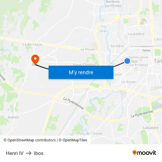 Henri IV to Ibos map