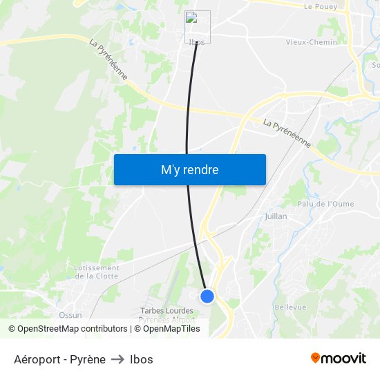 Aéroport - Pyrène to Ibos map