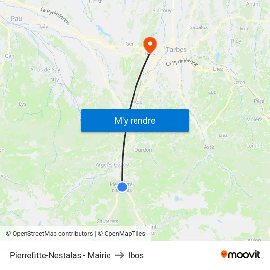Pierrefitte-Nestalas - Mairie to Ibos map