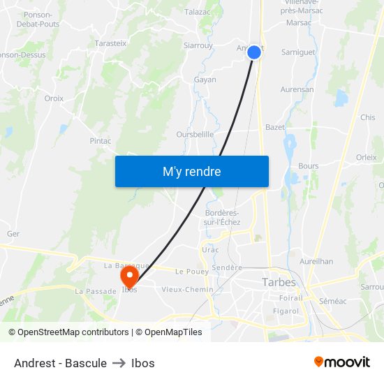 Andrest - Bascule to Ibos map