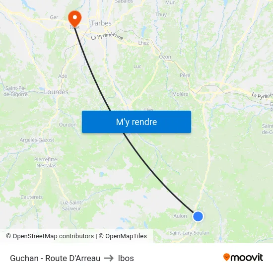 Guchan - Route D'Arreau to Ibos map