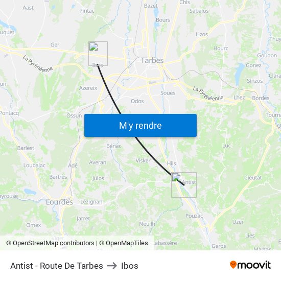 Antist - Route De Tarbes to Ibos map