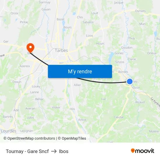 Tournay - Gare Sncf to Ibos map