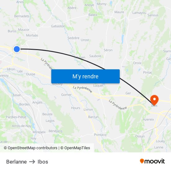 Berlanne to Ibos map