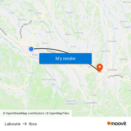 Labourie to Ibos map