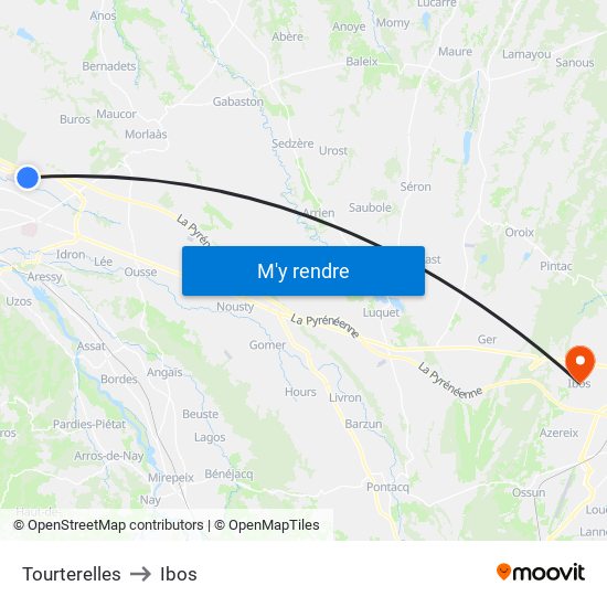 Tourterelles to Ibos map