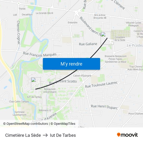 Cimetière La Sède to Iut De Tarbes map