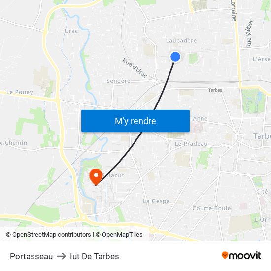 Portasseau to Iut De Tarbes map