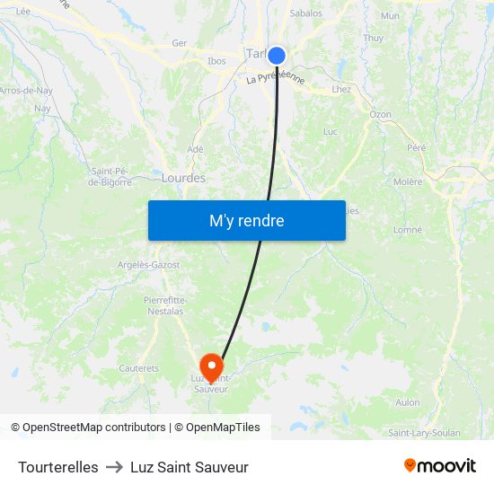 Tourterelles to Luz Saint Sauveur map