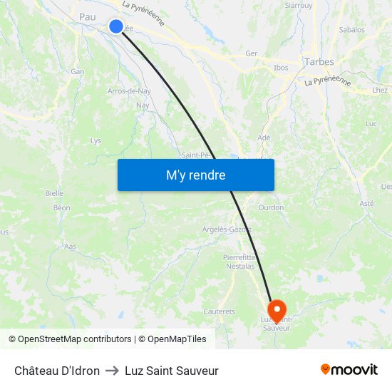 Château D'Idron to Luz Saint Sauveur map