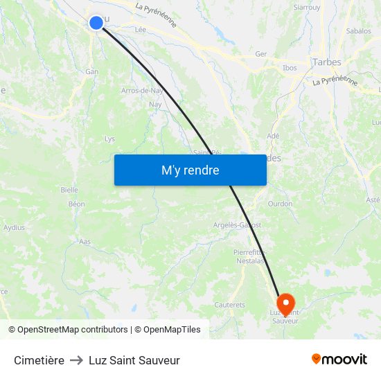 Cimetière to Luz Saint Sauveur map