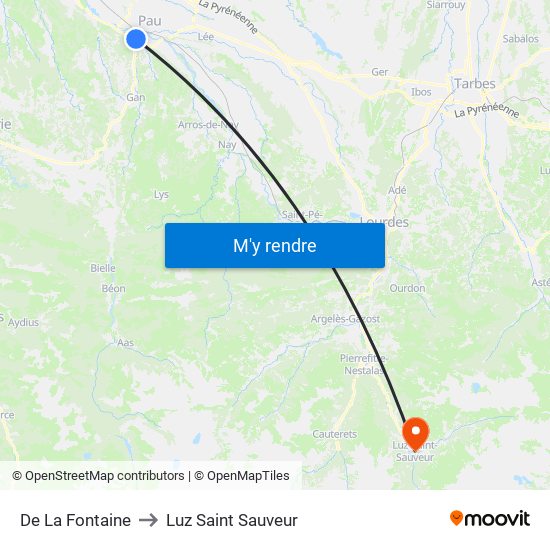 De La Fontaine to Luz Saint Sauveur map