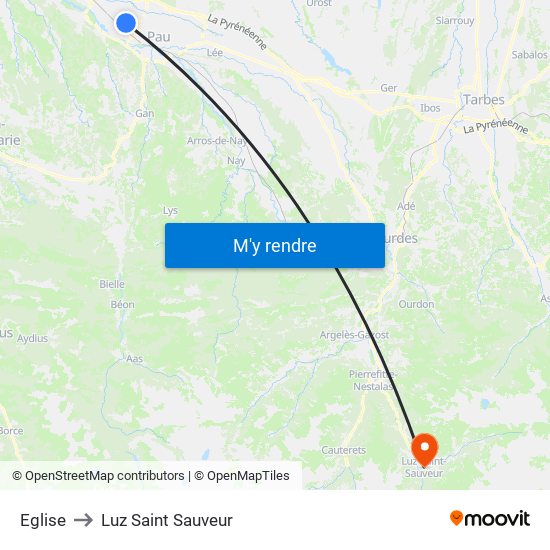 Eglise to Luz Saint Sauveur map