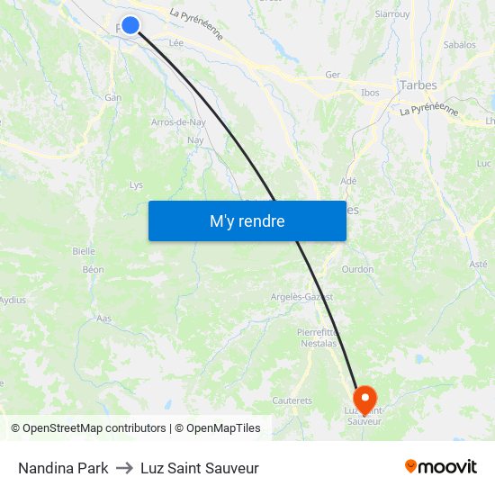 Nandina Park to Luz Saint Sauveur map