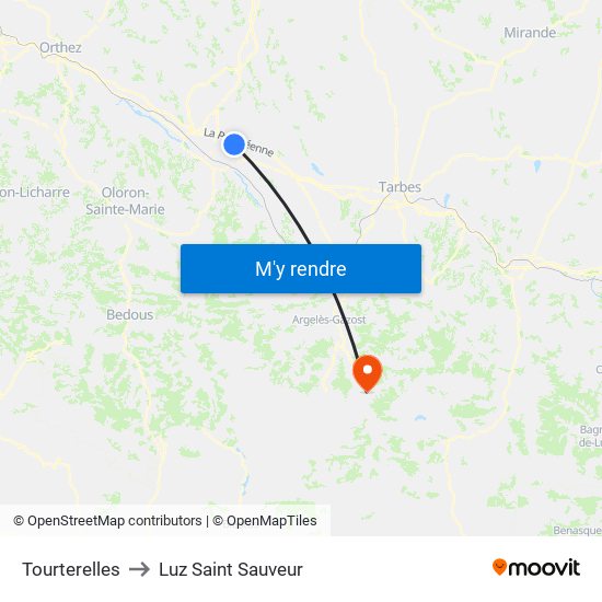 Tourterelles to Luz Saint Sauveur map