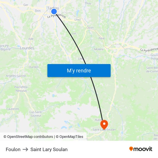 Foulon to Saint Lary Soulan map