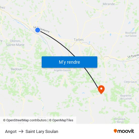 Angot to Saint Lary Soulan map